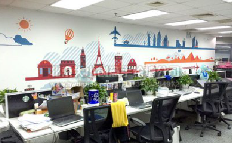  休宁教你设计办公室墙绘的方法。